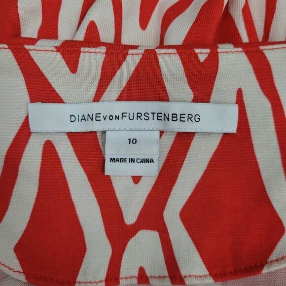 Diane Von Furstenberg Reina Ikat Print Silk Long Sleeve Tunic Dress Sz 10 Jersey - Picture 5 of 14